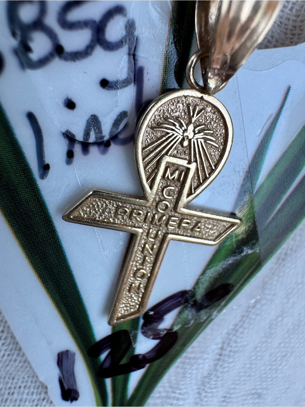 14k real Gold stamped and acid tested Ankh Pendant with Inscription